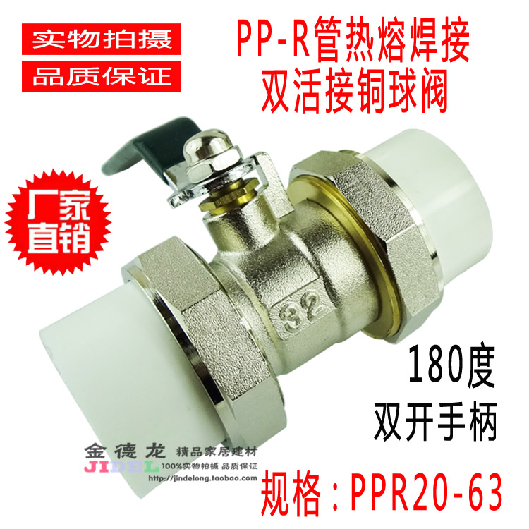 PPR copper ball valve welding hot melt ppr4 splitting double live ball valve tap water pipe valve switch 6 points PPR tube 20