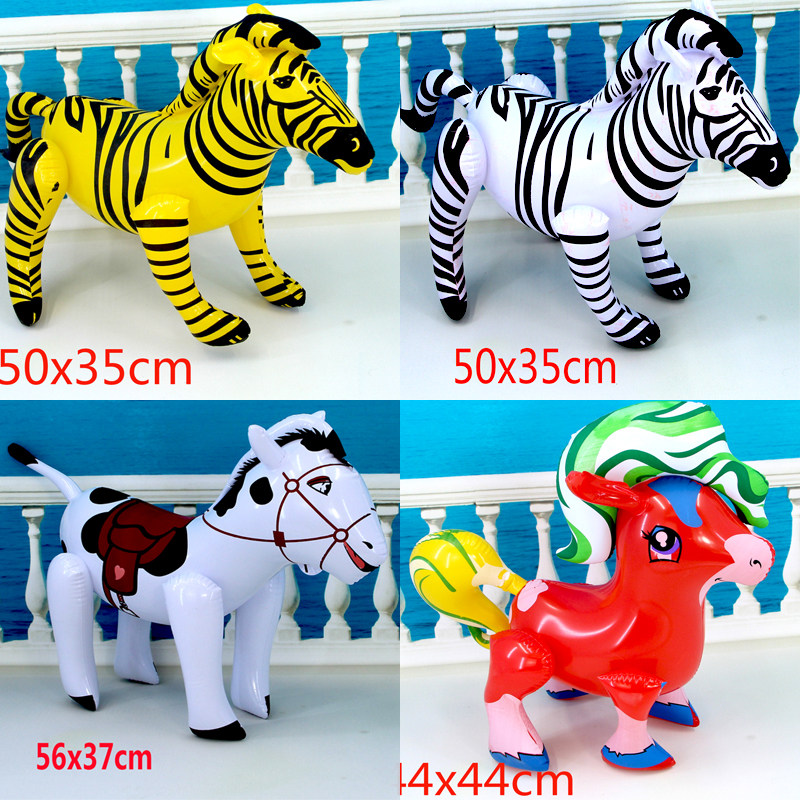 Children's PVC cute rainbow zebra black and white zebra inflatable toy Park stall hot selling plastic leather toys