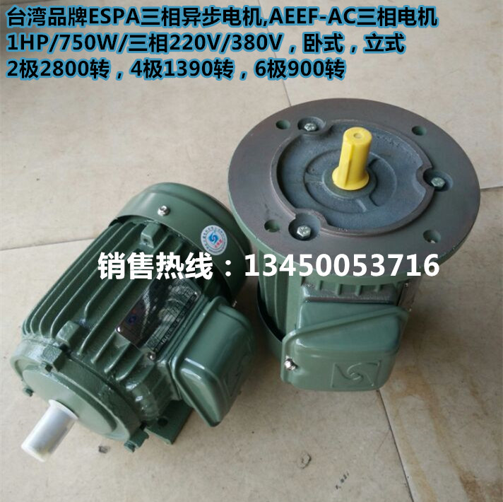Taiwan ESPA three phase asynchronous motor AEEF-AC motor 750W 380V2 4 6 national standard full copper motor