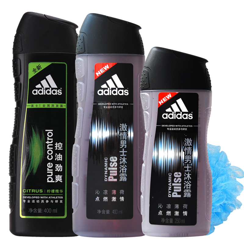 Adidas阿迪达斯男士冰点沐浴露400ml+250ml+控油洗发水400ml