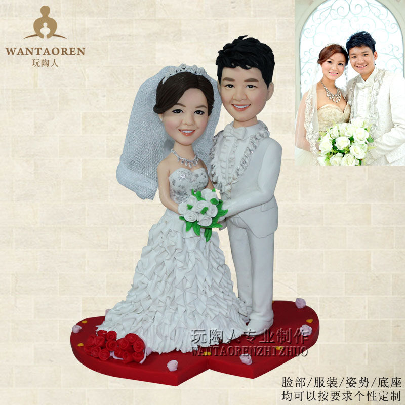 Red Dolo Double Heart Base Wedding Dress Styling-DIY Live-action Paparazzi Soft Pottery Paparazzi Puppet People Portrait Custom