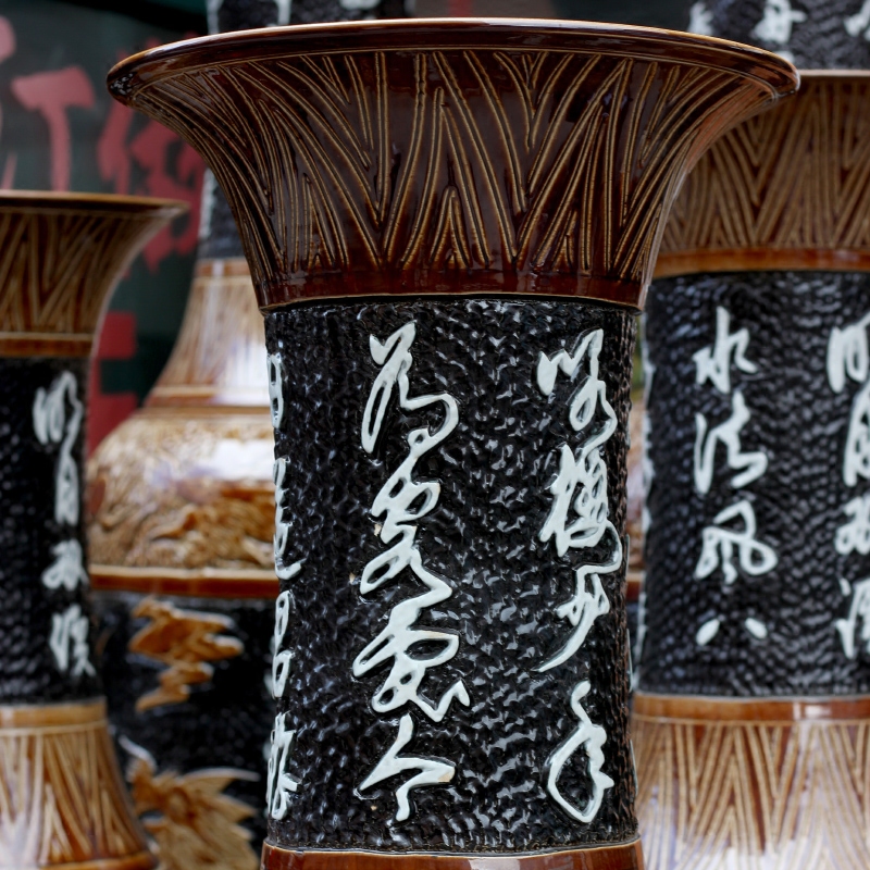 Jingdezhen ceramic sitting room of large vase household wine marktplatz handicraftsmen archaize large carving furnishing articles