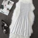 2018 mới mùa xuân và mùa thu của phụ nữ Hàn Quốc phiên bản của không tay sọc slim knit dress một từ váy mùa thu và mùa đông váy