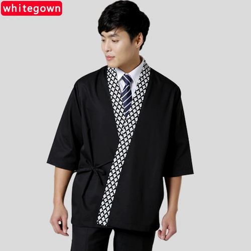 Японский стиль шеф -повара ресторан японский магазин суши Seven -точный рукав осень и зимний униформ корейский повар повара