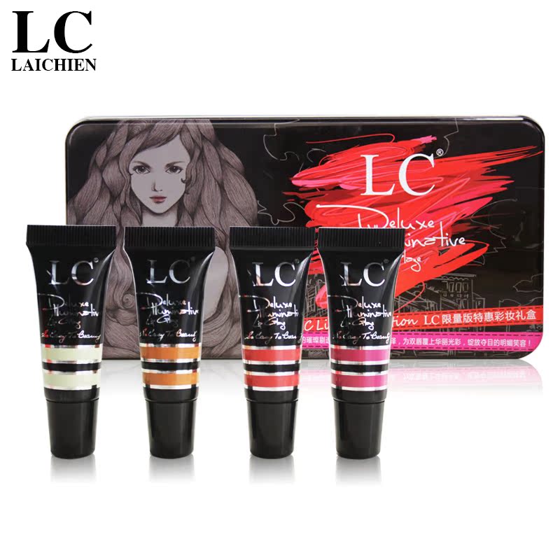 LC莱倩彩妆套盒  4色唇釉限量版礼盒  润唇美唇专柜唇釉