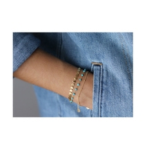 New fashion simple fashion European and American style imported 14K gold gold coins gold beads turquoise fine bracelet women