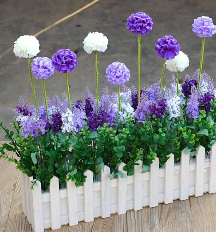 Plastic Fake Flowers Flower Arrangement Silk Flowers Drying Bouquet Emulation Flower Suit Living Room Home Adornment Wood Fence Furnishing Pendulum