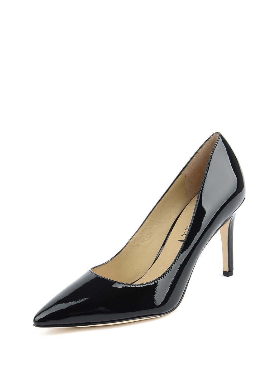 Via Spiga|黑色简约款漆皮尖头细高跟鞋