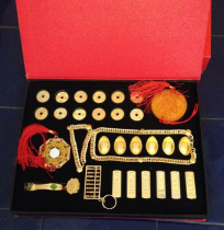 K gold-plated high-end funerary objects gold and silver jewelry Jin Ruyi gold bars ingots jade pendants a complete set