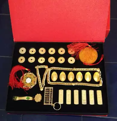 K-plated high-grade funerary gold and silver jewelry gold Ruyi gold bar ingbao Jade a whole set