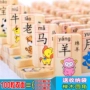 Trẻ em của Dominoes alphabetization khối xây dựng 3-5 tuổi đồ chơi giáo dục kỹ thuật số ký tự Trung Quốc bằng gỗ 100 viên 200 viên đồ chơi trẻ em cao cấp