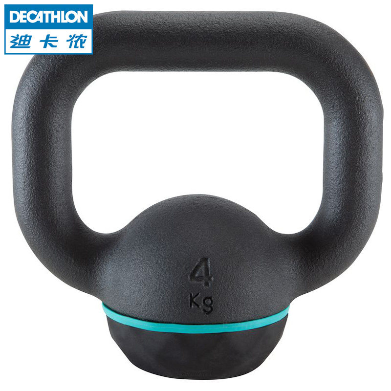 迪卡侬壶铃球浸塑哑铃男女训练肌肉锻炼包胶提壶4kg DOMYOS EQ
