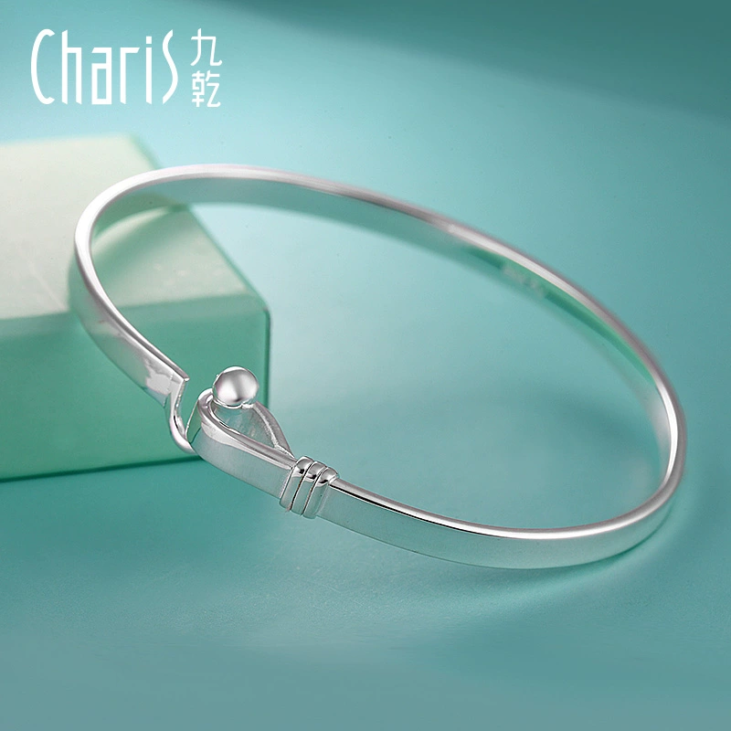 Nine Gan Charis Series Vòng tay bạc 999 Sterling Silver Women Love Gửi cho bạn gái Thời trang Trang sức bạc Hàn Quốc - Vòng đeo tay Cuff