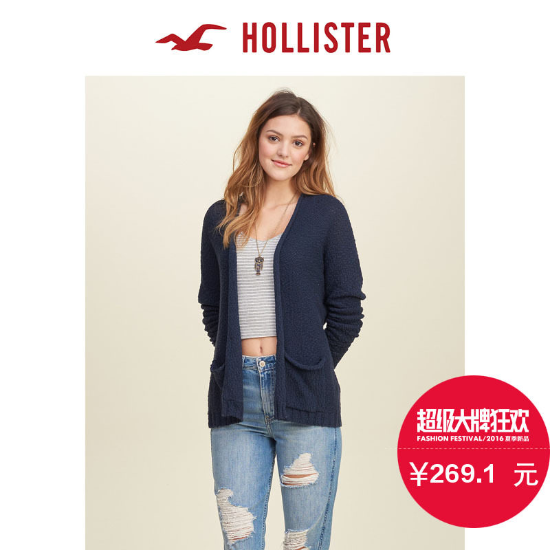 Hollister 2016春装新款休闲斗篷式针织衫 女 116094
