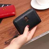 2021 new card bag womens leather large capacity simple multi-function organ zipper first layer cowhide credit card holder