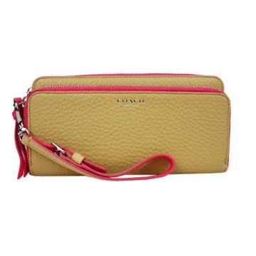 COACH 双色皮革金属LOGO双拉炼长夹(2色)