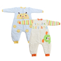 Walibi baby sleeping bag Autumn and winter thin cotton leg sleeping bag Pure cotton childrens anti-kick childrens sleeping bag can take off the sleeve