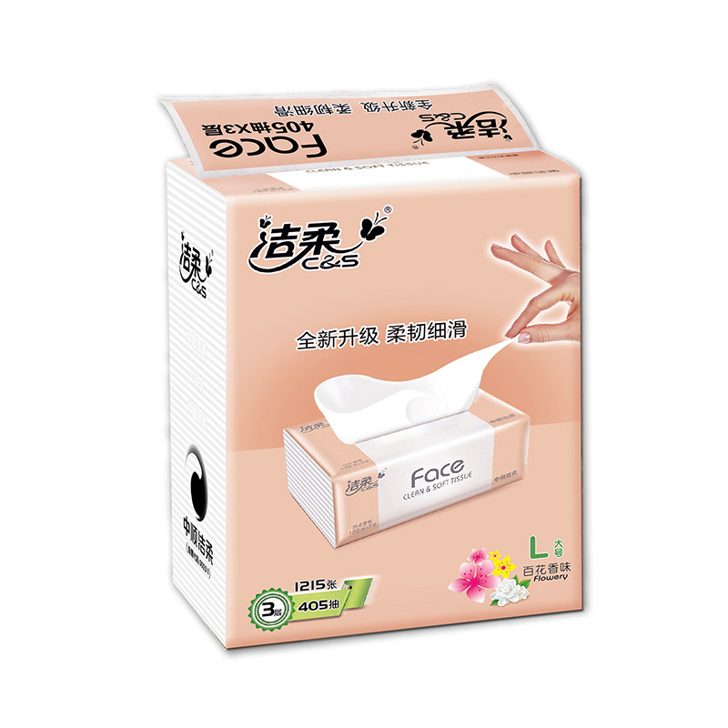 【天猫超市】洁柔抽纸 Face系列百花香味135抽3层面纸3包装纸巾