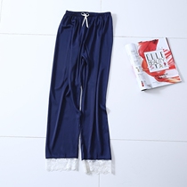 Silk Sleeping Pants Woman Spring Summer Lace Lace Lace Loose Comfort Big Code Thin SEXY HOME PANTS WOMEN LONG PANTS