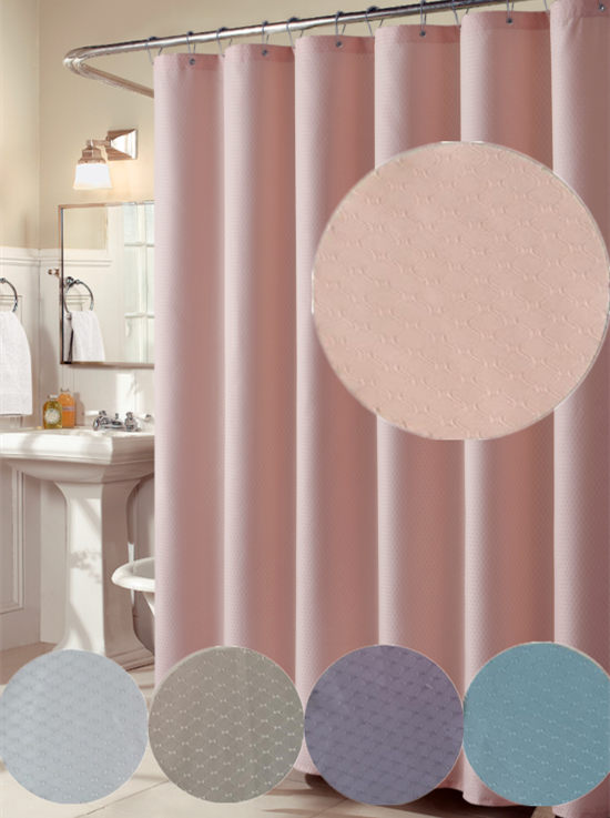 Foreign trade shower curtain cloth export thickened simple plain jacquard grid high-end club partition curtain with lead pendant