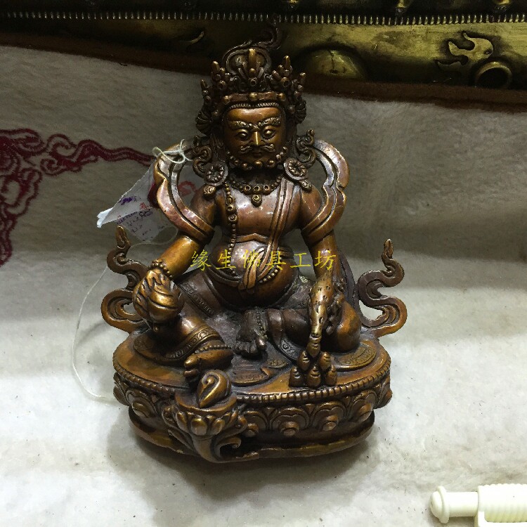 Buddhist Buddhist Buddha statue of Nepal imported pure hand - made bronze and yellow fortune god Timbala