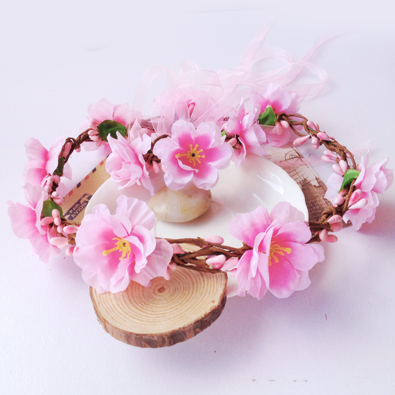 Korean-Style Bride and Bridesmaid Flower Wreath Bracelet, Bohemian Headpiece, Wedding Dress, Children's Beach Seaside Photo Shoot, Vacation