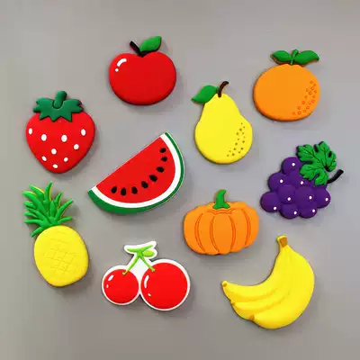 Cute cartoon fruit soft magnet soft glue refrigerator patch magnet creative early education Post photo suction set