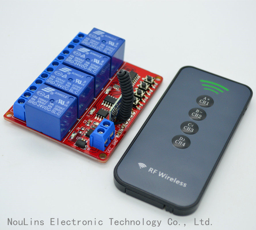 433M wireless learning module wireless intelligent module 4-button wireless remote control 24V 4-way wireless switch