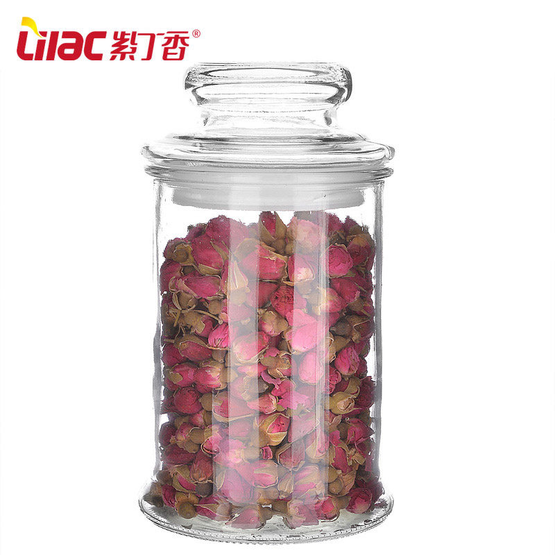 Lilac Tea Leaf Jar Transparent Thickening Glass Storage Tank Sealed Jar Miscellaneous Grain snacks Preserved Jar Flower Tea Containing Jar
