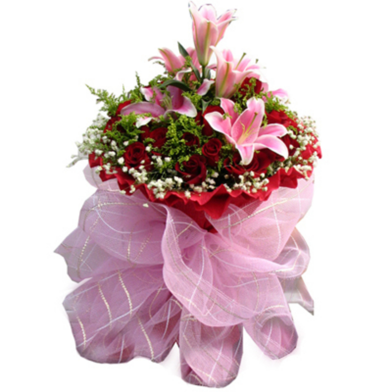 教师节红玫瑰百合北京情人节预定生日同城鲜花速递上海天津兴平市