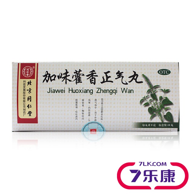 同仁堂加味藿香正气丸9g*10丸外感风寒 内伤湿滞头痛昏重腹胀呕吐