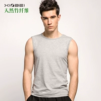 Sợi tre nam vest không tay t-shirt nam tự trồng thể thao t-shirt thanh niên vai rộng vest mồ hôi vest áo thể thao