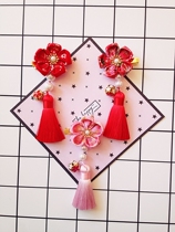 New Years Red China Wind Tang Costume Qipao Girl Hair Accessories And Real Silk Size Streaming Su Hair Clip Accessories