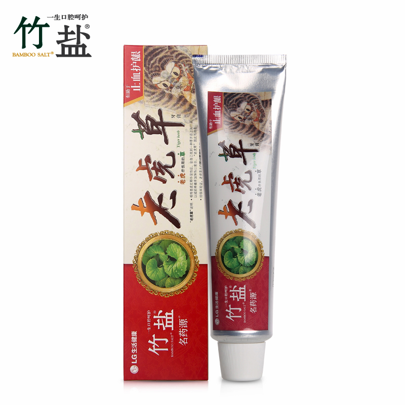 LG竹盐名药源老虎草牙膏 清新口气健齿护龈清凉香气 改善牙齿状态