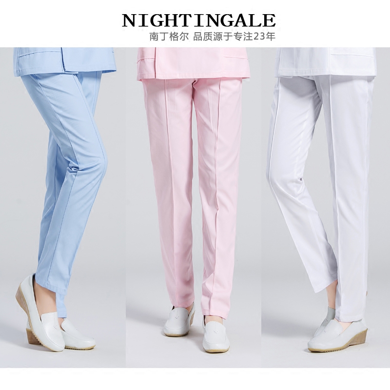 Nightingale nurse pants white summer elastic waist blue pink pants winter female doctor nurse uniform work pants