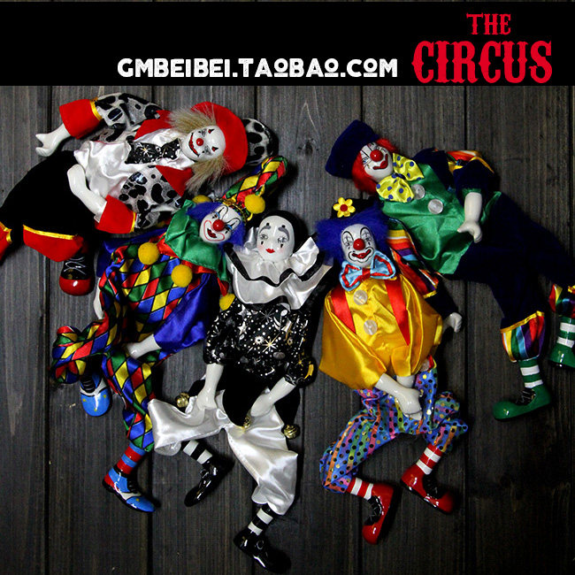 Stock tail American ceramic clown doll collection hand painted face Antique Doll Doll puppet doll