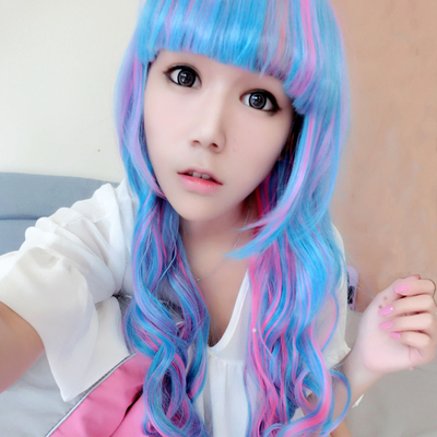 taobao agent Mcoser cos wig Japanese Harajuku super cute lolita wavy long curly wig color gradient