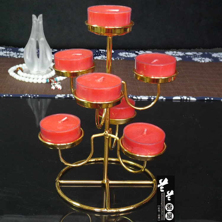 Buddha's ghee lamp plum blossom grains for lamp ghee wax lotus lamp seat candle table Buddha lamp complete lamp rack seven-star lamp