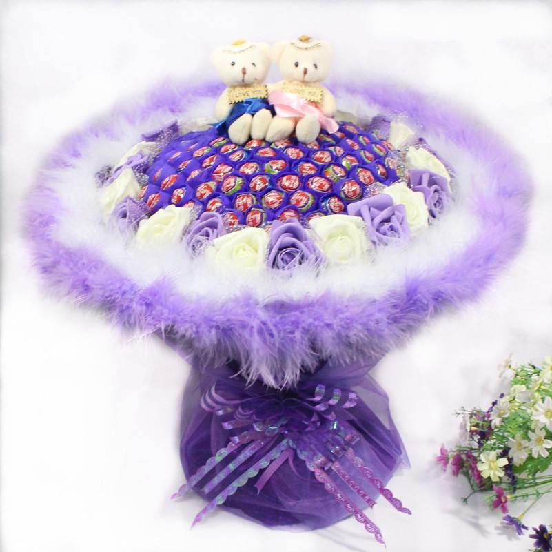 Lollipop bouquet 99 candy super size bear bouquet gives boys and girls Valentine's Day gift birthday gifts