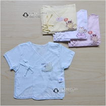 Qiao woman newborn underwear baby monk clothing 0-1 year old baby thin cotton half sleeve jacket boneless half back clothing lace up