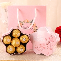 Happy candy box ins wind wedding gift European tinplate box Creative bridesmaid hand gift box packaging 2021 new