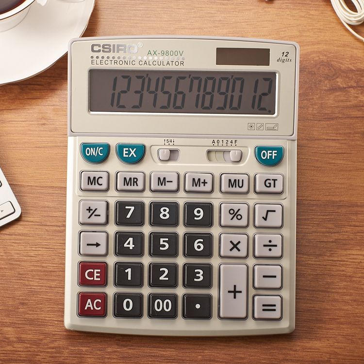Casiro Big Button Calculator AX-9800V Solar 12-bit computer Office Accounting Finance
