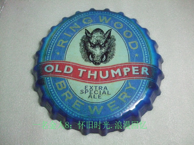 Retro Iron Sheet Beer Wine Bottle Lid Sheet Metal Painting Pendant Wine Hotel Cafeterie Solid Wall Creative Nostalgia Decor