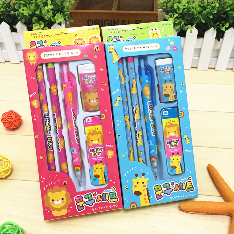 Japan-ROK stationery event pencil students children's stationery suit study supplies cartoon suit five pieces