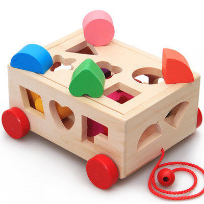 Baby shape pairing building blocks fifteen holes cart knocks ball intelligence box 0-3 years old Child puzzle power toy 1-2 years old