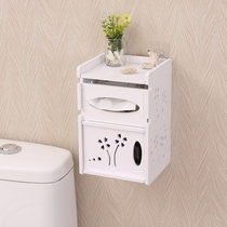 Toilet toilet paper paper towel storage box creative non-punching roll paper tube wall type waterproof storage shelf