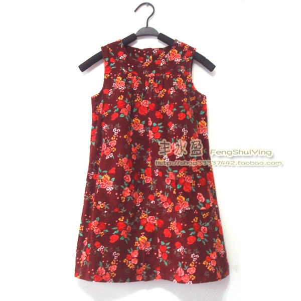 Spring and Autumn Pure Cotton Wash Flower Corvest Vest Dress Connected Dress Girl's Temperance Vest
