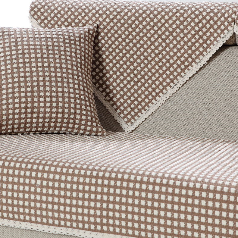 Cotton linen sofa cushion Four seasons universal minimalist modern solid wood anti-slip seat cushion linen sofa towels cover cloths