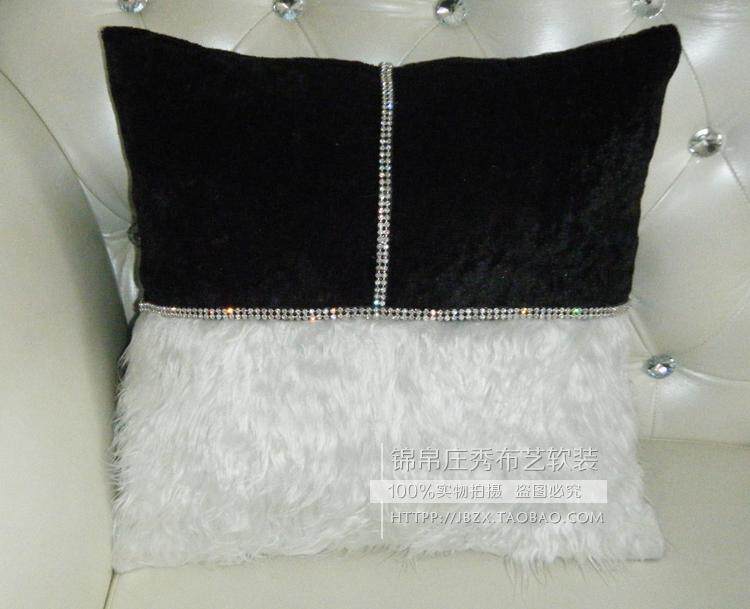 High-grade imported pearl velvet waist pillow European-style stitching diamond cushion boutique cushion luxury waist pillow European-style pillow