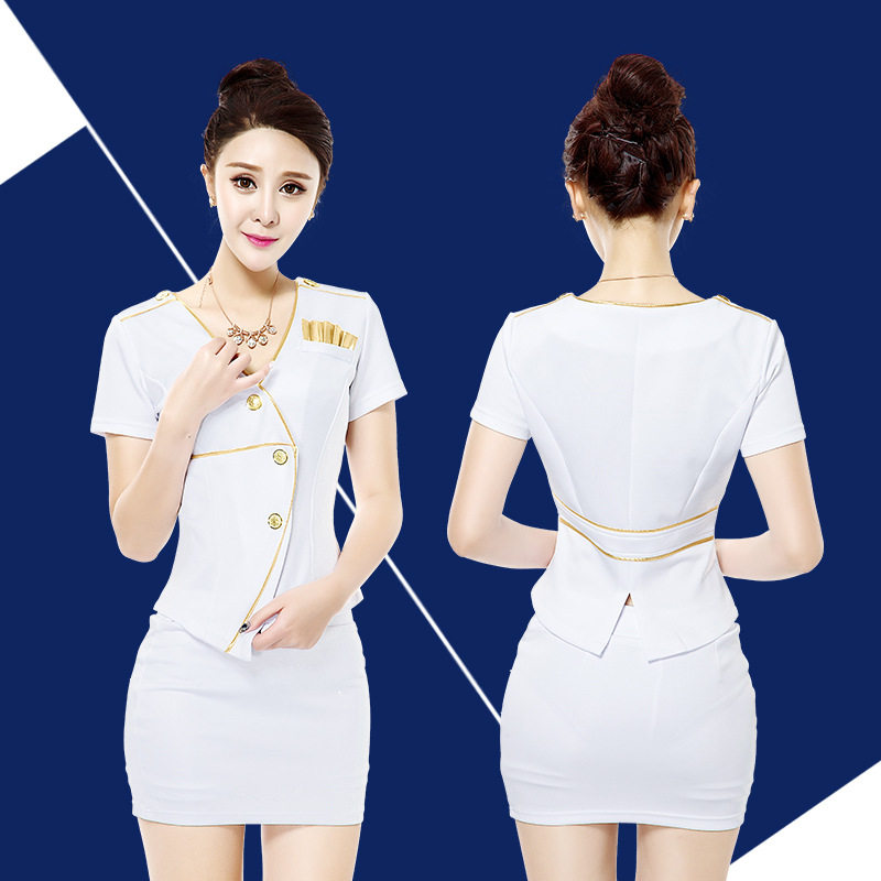 New stewardess uniform 2022 fashion temperament professional suit technician to take foot therapy work clothes female short sleeves summer